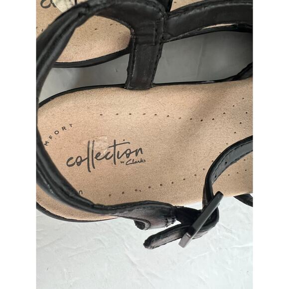 Clarks Collection Loomis Katey Black Leather Strappy Low Heel Comfort Sandals 8 - Picture 7 of 12